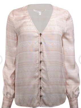Veronica Beard Blush Tribal Print Button Down Silk Top Women's Size 6